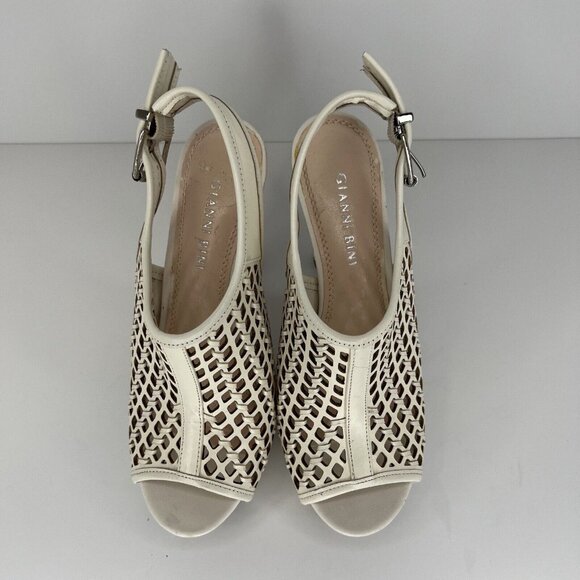 Gianni Bini Bohemian Class Heels Womens Size 6.5 Peep-Toe Cut-Out Buckled Shoes - Picture 5 of 9